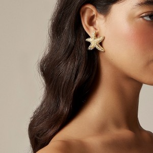 Aretes J.Crew Starfish stud earrings with pavé crystals Mujer Crystal España | LYPZXB538