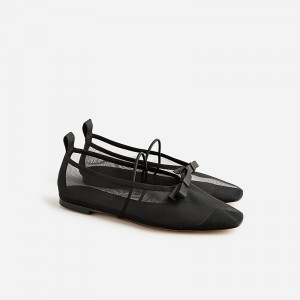 Bailarinas J.Crew Quinn Mary Jane mesh Mujer Negras España | MYTDZU480