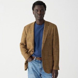 Blazers J.Crew Crosby Classic-fit linen-blend tweed Hombre Marrones España | FHJLYE743