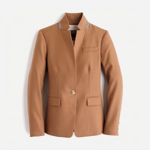 Blazers J.Crew Regent wool flannel Mujer Warm Camel España | ARUJIC867