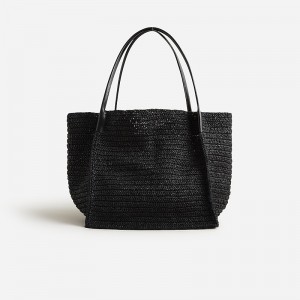 Bolsas J.Crew Large hand-knotted packable tote Mujer Negras Negras España | TOMNSR420