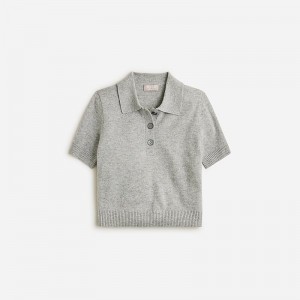 Camisa Polo J.Crew Cashmere cropped sweater Mujer Gris España | HXNELF913