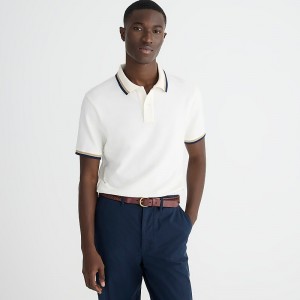 Camisa Polo J.Crew Classic piqué Hombre Blocked Tipped Ivory Na España | HASCNP609