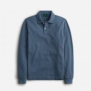 Camisa Polo J.Crew Long-sleeve classic piqué Hombre Azules España | ZDLETW674