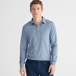 Camisa Polo J.Crew Long-sleeve performance with COOLMAX® technology Hombre Azules España | ERMBGX389