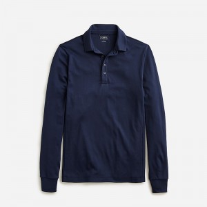 Camisa Polo J.Crew Long-sleeve performance with COOLMAX® technology Hombre Azul Marino España | BECVAH384