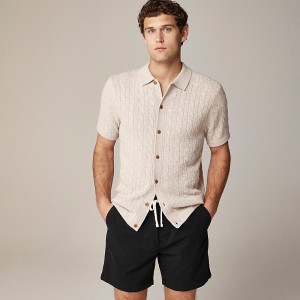 Camisa Polo J.Crew Short-sleeve cashmere cable-knit cardigan sweater Hombre Hthr Birch España | PDQXNF859