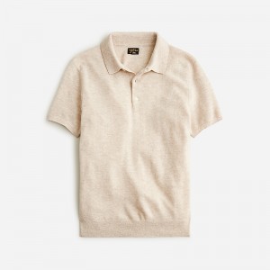 Camisa Polo J.Crew Short-sleeve cashmere sweater Hombre Hthr Birch España | FBHCNP168