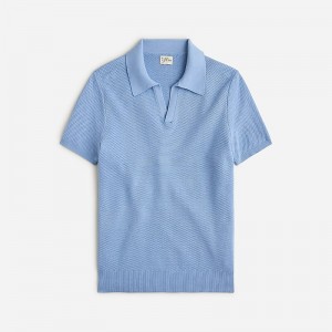 Camisa Polo J.Crew Short-sleeve cotton mesh-stitch johnny-collar sweater Hombre Fresh Pond España | LKXHSF047