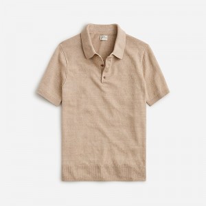 Camisa Polo J.Crew Short-sleeve linen sweater Hombre Hthr Wheat España | HZTEOB412