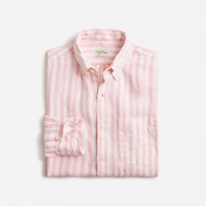 Camisas J.Crew Baird McNutt Irish linen Hombre Bengal Stripe Blush Pin España | YSNKVM782