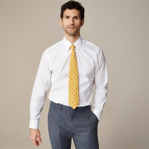 Camisas J.Crew Bowery wrinkle-free with spread collar Hombre Blancas España | JAFQNK743