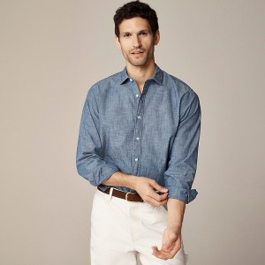 Camisas J.Crew Bowery wrinkle-free with spread collar Hombre Azules España | WNHTSO129