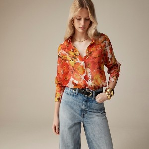 Camisas J.Crew Garçon classic crinkle chiffon Mujer Naranjas España | ZULTOW019