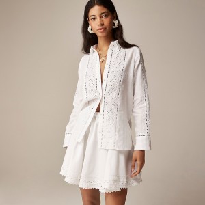 Camisas J.Crew Garçon classic eyelet linen Mujer Blancas España | FAVTIB670