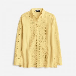 Camisas J.Crew Garçon classic eyelet linen Mujer Limón España | IHJWVA572