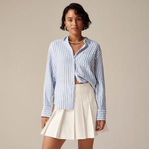 Camisas J.Crew Garçon classic striped cotton-blend dobby Mujer Azules España | NFHVAP309