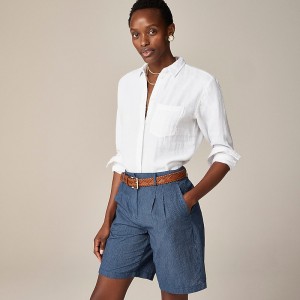 Camisas J.Crew Garçon classic striped cotton-blend dobby Mujer Blancas España | HFRIVP745