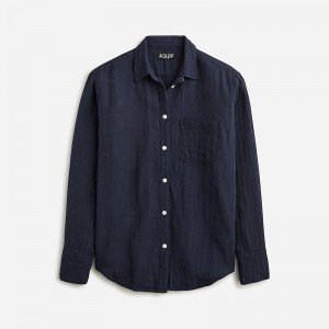 Camisas J.Crew Garçon classic striped cotton-blend dobby Mujer Azul Marino España | JWDEOM749