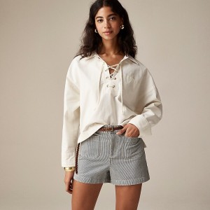 Camisas J.Crew Lace-up pullover Mujer Ivory España | AMYDRT785