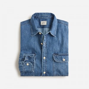 Camisas J.Crew Midweight denim Hombre Azules España | GODNIR629