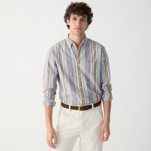 Camisas J.Crew Organic cotton indigo chambray Hombre Ferris Awning Stripe Gr España | QOBUST349