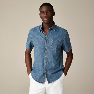 Camisas J.Crew Relaxed short-sleeve midweight denim Hombre Azules España | UKOQCE038