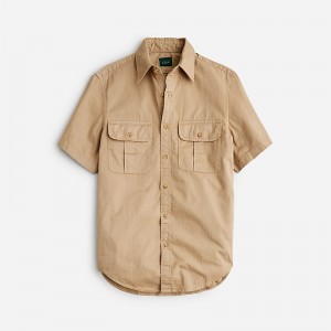 Camisas J.Crew Relaxed short-sleeve midweight denim Hombre Kaki España | RSDTZL530