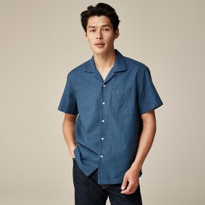 Camisas J.Crew Relaxed short-sleeve textured cotton camp-collar Hombre Azul Marino España | UQVXCG412