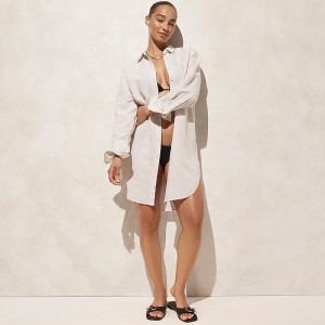 Camisas J.Crew Relaxed-fit beach Mujer Sheer Flax España | FNSHBP093