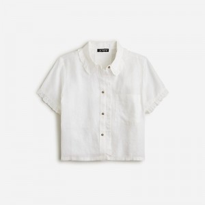 Camisas J.Crew Ruffle-trim button-up Mujer Blancas España | GWPNAU705