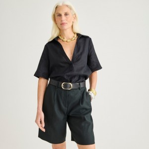 Camisas J.Crew Ruffle-trim button-up Mujer Negras España | DJAUEK428