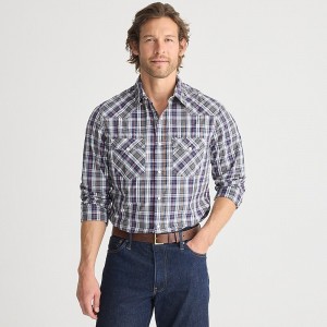 Camisas J.Crew Secret Wash cotton poplin western Hombre Azules España | NISGBZ982