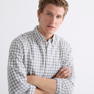 Camisas J.Crew Secret Wash organic cotton poplin Hombre Gris España | IGSXAQ965