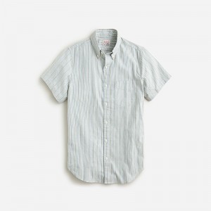 Camisas J.Crew Short-sleeve Broken-in organic cotton oxford Hombre Greenwood Stripe Ivory España | RVIKJO456