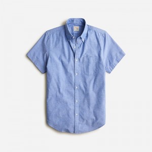 Camisas J.Crew Short-sleeve Broken-in organic cotton oxford Hombre Azules España | MPVWAU704