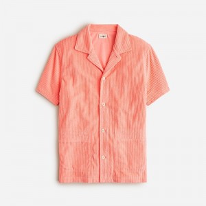 Camisas J.Crew Short-sleeve corded terry camp-collar Hombre Naranjas España | TGKZYL930
