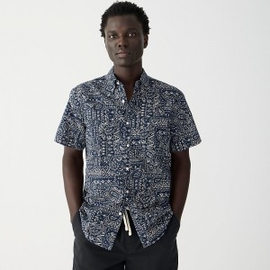 Camisas J.Crew Short-sleeve cotton-linen blend Hombre Indigo España | OIGBEJ493