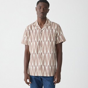 Camisas J.Crew Short-sleeve slub cotton-linen blend camp-collar Hombre Verde Menta España | GHDLBA965