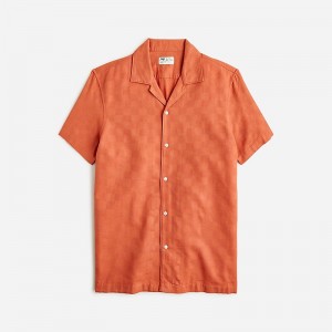 Camisas J.Crew Short-sleeve textured cotton camp-collar Hombre Baked Terracotta España | QETCWU706