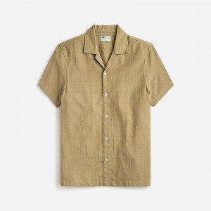 Camisas J.Crew Short-sleeve textured cotton camp-collar Hombre Kaki España | BUEMWA836