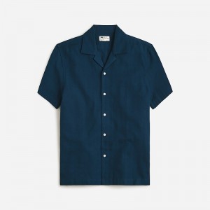 Camisas J.Crew Short-sleeve textured cotton camp-collar Hombre Azul Marino Oscuro España | LHZWOB082