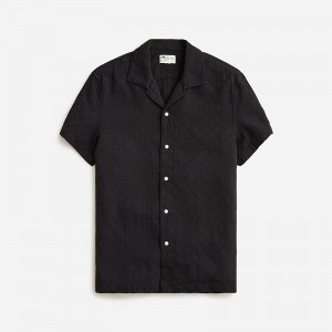 Camisas J.Crew Short-sleeve textured cotton camp-collar Hombre Negras España | QHOYSN301