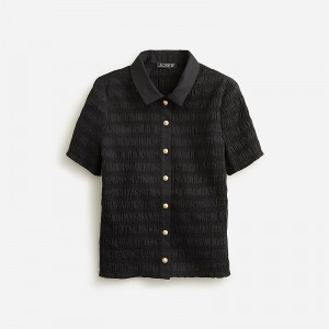Camisas J.Crew Smocked button-up Mujer Negras España | WMKIQT241