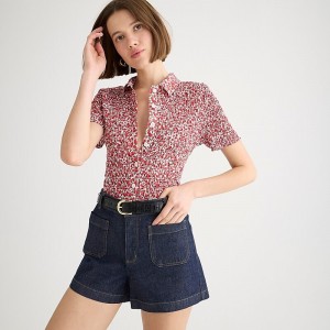 Camisas J.Crew Smocked button-up Mujer Rojas España | YOCUZB539