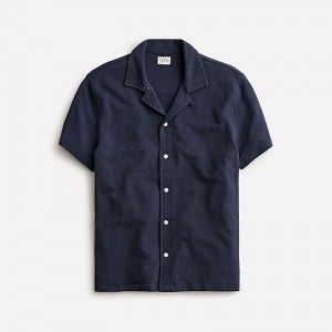 Camisas J.Crew Textured camp-collar sweater Hombre Indigo España | FDUVWL548