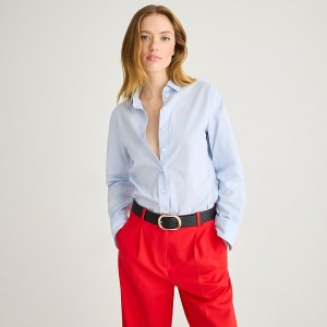 Camisas J.Crew Wren slim striped stretch cotton poplin blend Mujer Azules España | UBSMKY729
