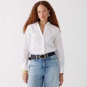 Camisas J.Crew Wren slim striped stretch cotton poplin blend Mujer Blancas España | WBHSFR850