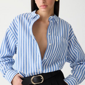 Camisas J.Crew Étienne oversized Mujer Azules España | AKSJZR187