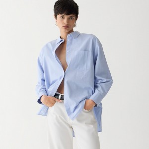 Camisas J.Crew Étienne oversized Mujer Azules España | VQKTYU861